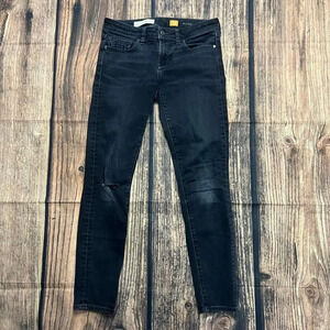 Pilcro Women's Black Mid Rise Skinny Ankle Jeans Size‎ 26 Distressed